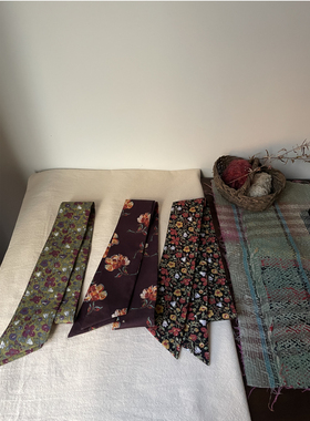 OneBlueNook丨心爱小物 复古老花丝巾 小领巾 #2