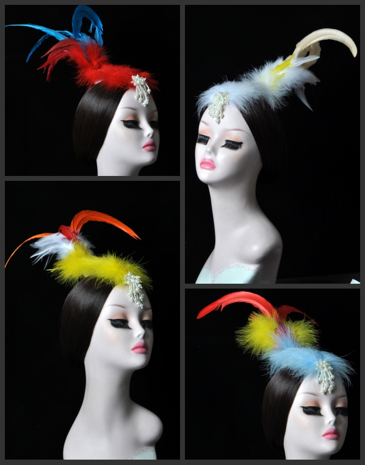 立体小鸟羽毛翘起头饰舞台舞蹈儿童表演发饰顶夹舞蹈头花演出发夹