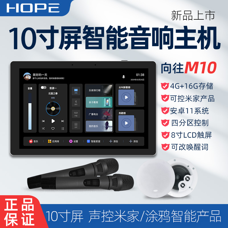 Hope向往M10全屋智能家居套装10寸背景音乐主机系统控制吸顶音响-封面