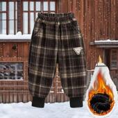 男女童裤 一体绒 格子裤 子儿童休闲裤 男童外穿加厚宝宝小童保暖冬季