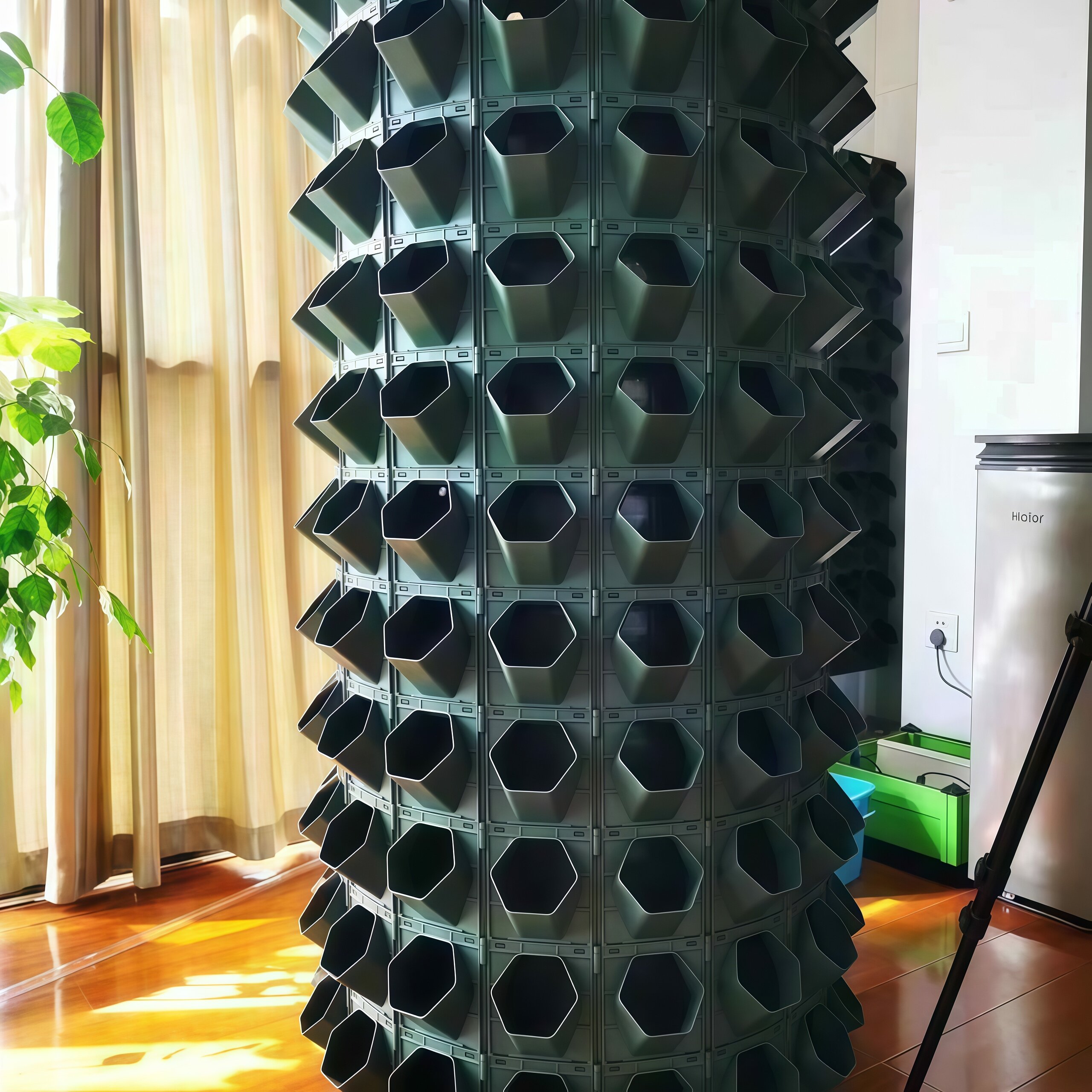 圆柱环形弧形垂直植物墙蜂巢花盆