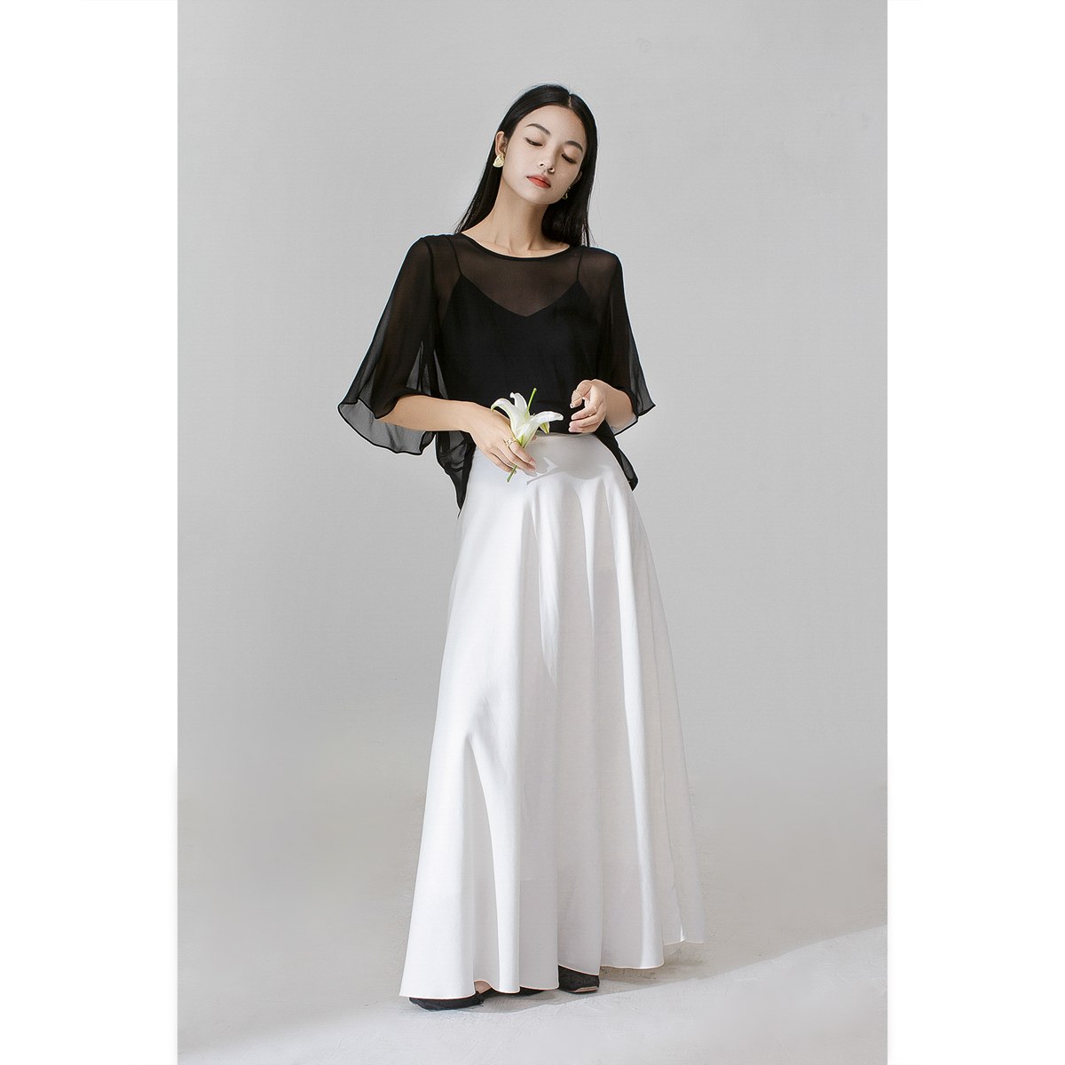 原隐法式气质真丝上衣