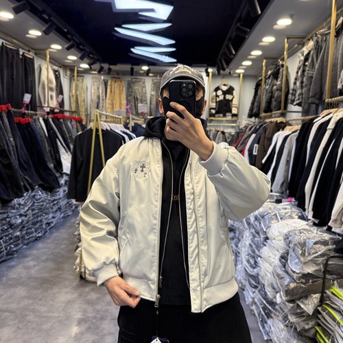 美式复古十字架棒球服外套连帽羽绒服男宽松休闲潮痞帅夹克飞行服