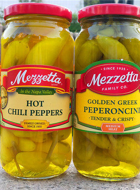 金黄腌泡辣椒整个酸辣椒西餐汉堡配菜MEZZETTA HOT CHILI PEPPERS