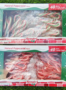 薄荷味迷你拐杖糖红白色墨西哥圣诞拐棍糖果SPANGLER CANDY CANES