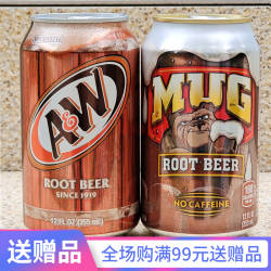 美国乐啤露饮品树根啤碳酸饮料沙士汽水罐装无咖啡因AW ROOT BEER