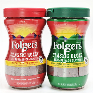 美国经典原味低咖啡因速溶咖啡粉冲泡即饮FOLGERS INSTANT COFFEE