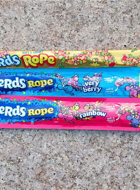 美国旺卡彩虹粒粒糖绳索糖果网红音哔哩咀嚼糖果NERDS ROPE CANDY