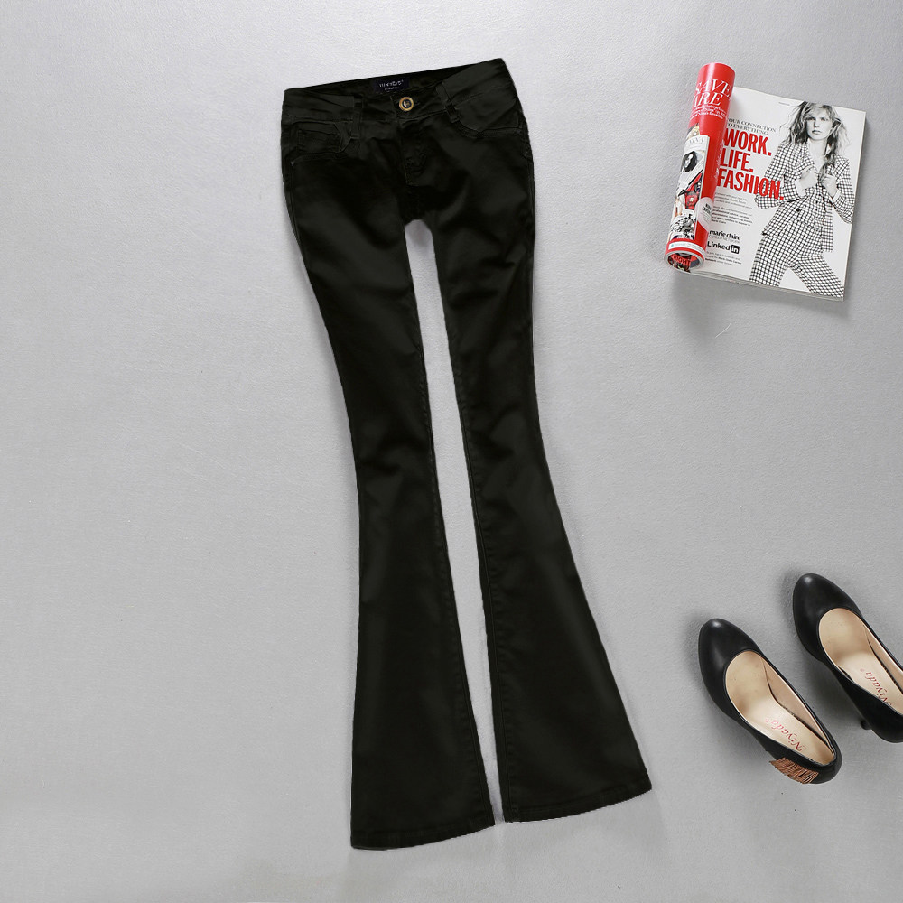 2026春季意大利新款经典黑色微喇叭牛仔裤提臀显瘦修身女加长裤潮