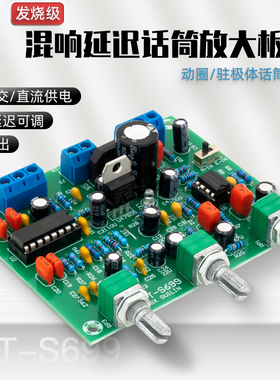 ETK3699数字卡拉OK环绕混响话放前级单电12V 驻极体动圈话筒放大
