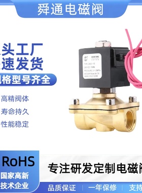舜通黄铜电磁阀2WS1直拉膜片式进水DN15DN20DN25阀门防水线圈