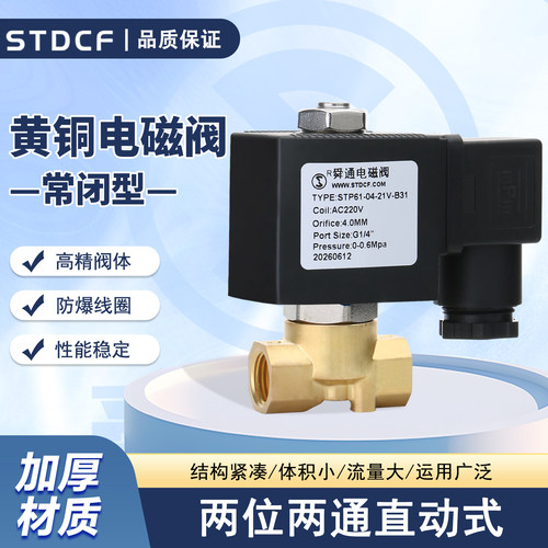 STP61电磁阀直动式黄铜2分3分AC220V DC24V实力商家