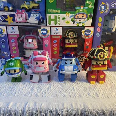 正版变形警车珀利救援队玩具poli安巴马克巴奇罗伊儿童玩具3-6岁