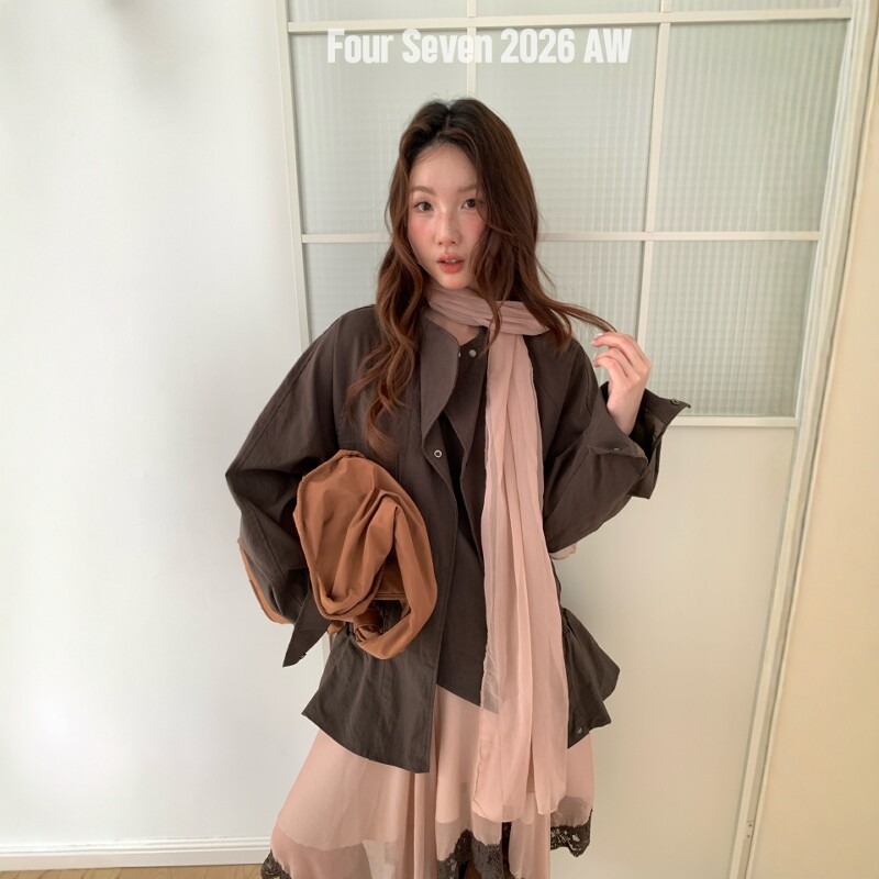 FOUR SEVEN 2026AW 韩系蝙蝠袖松紧腰百搭短外套