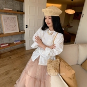 特价 韩系设计感镂空绣花宽松百搭套头薄外套 配腰带 FOUR SEVEN