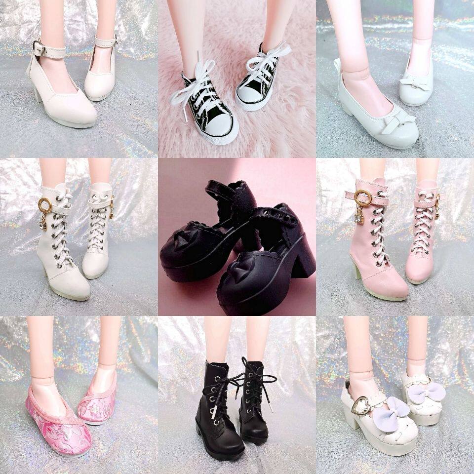 60厘米芭比娃娃高跟鞋bjd叶罗丽娃娃帆布鞋公主鞋马丁靴长筒鞋