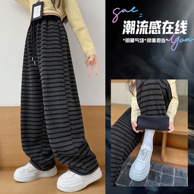 女童加绒裤子秋冬款2025新款大童