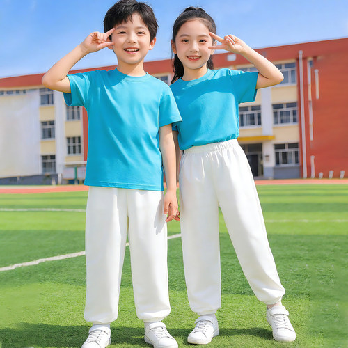 儿童多巴胺夏季短袖白裤演出套装