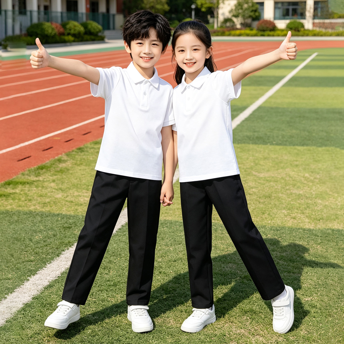 学院风儿童POLO短袖套装夏季