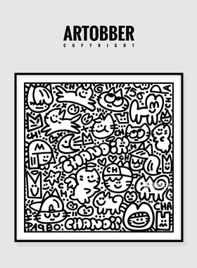 法国艺术家Alberto Vejarano潮流极简装饰画儿童房书房简笔画挂画