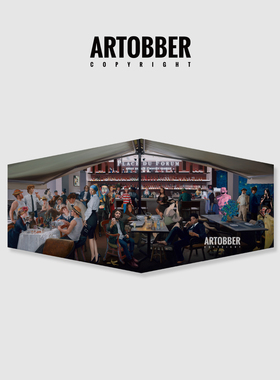 韩国权能Kwon Neung餐厅酒吧定制异形人物潮流卡通装饰画高级挂画