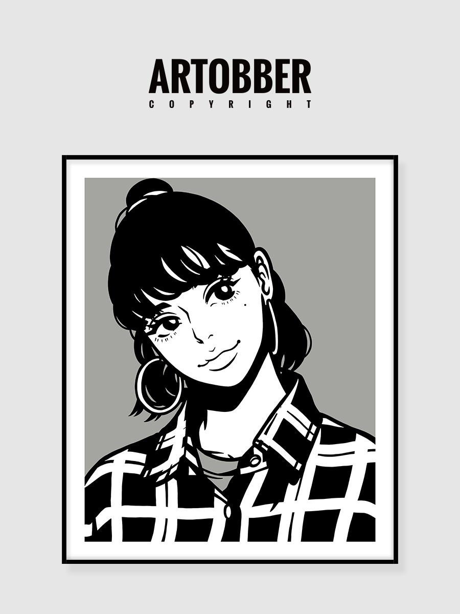 Hime韩国艺术家简笔画卧室书房超酷挂画玄关极简大尺寸装饰画版画