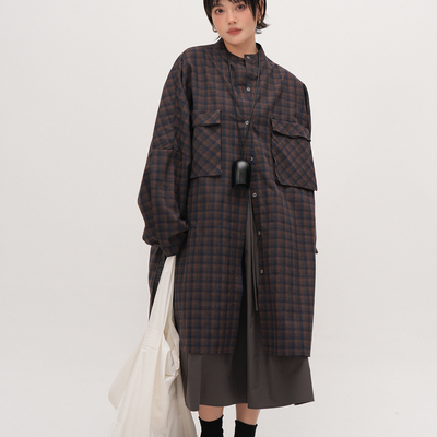 谭烟米复古格子衬衫宽松显瘦