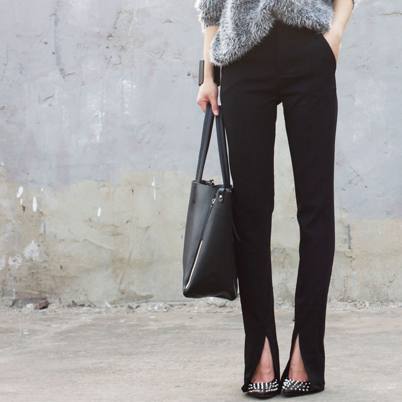 谭烟米高腰时尚拉腿神器长裤