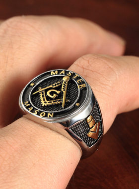 欧美光明会全视之眼钛钢戒指男