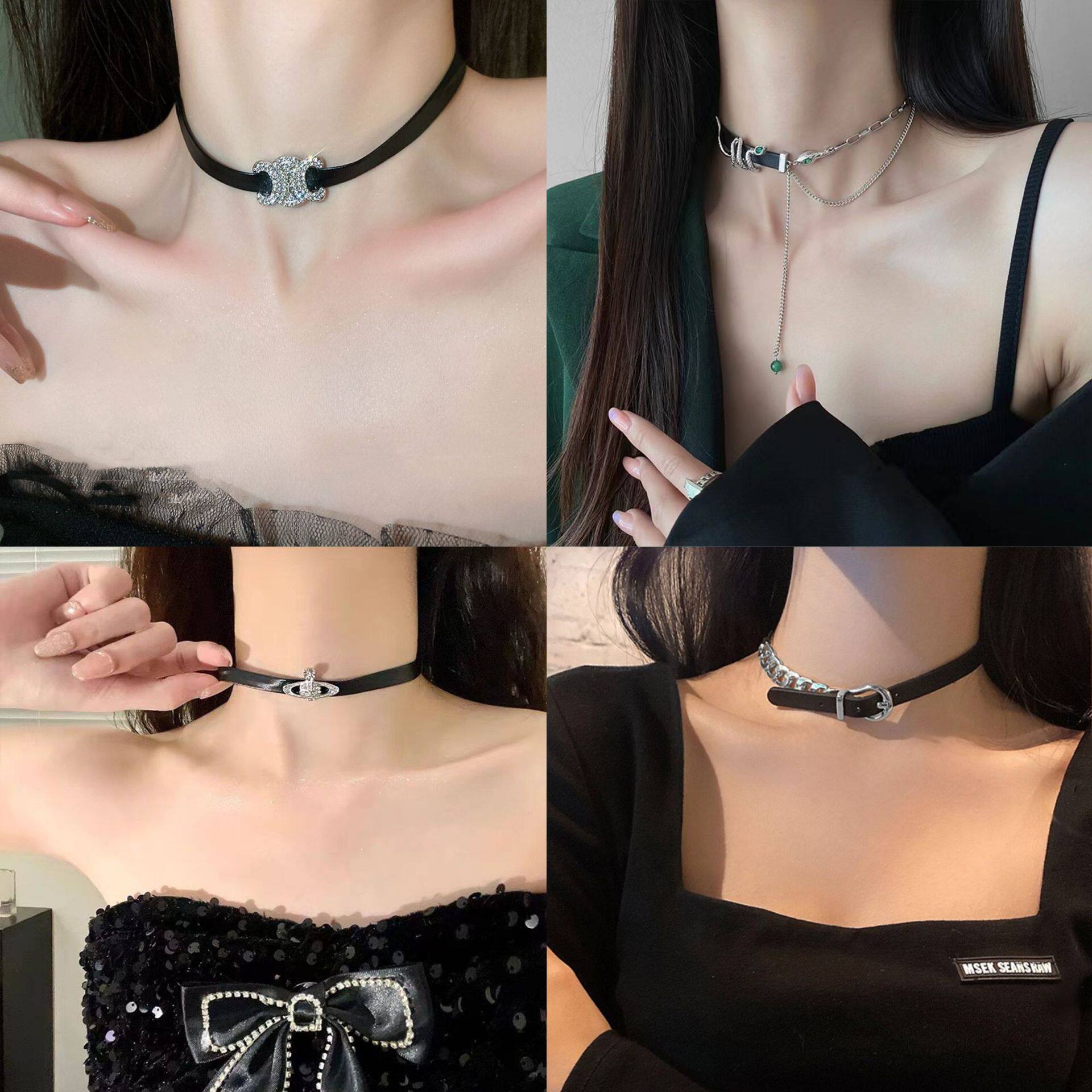 脖子铃铛choker圣诞节丝带红色