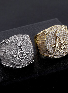 明星同款共济会全视之眼钛钢戒指