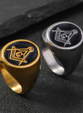 光明会全视之眼钛钢男士戒指