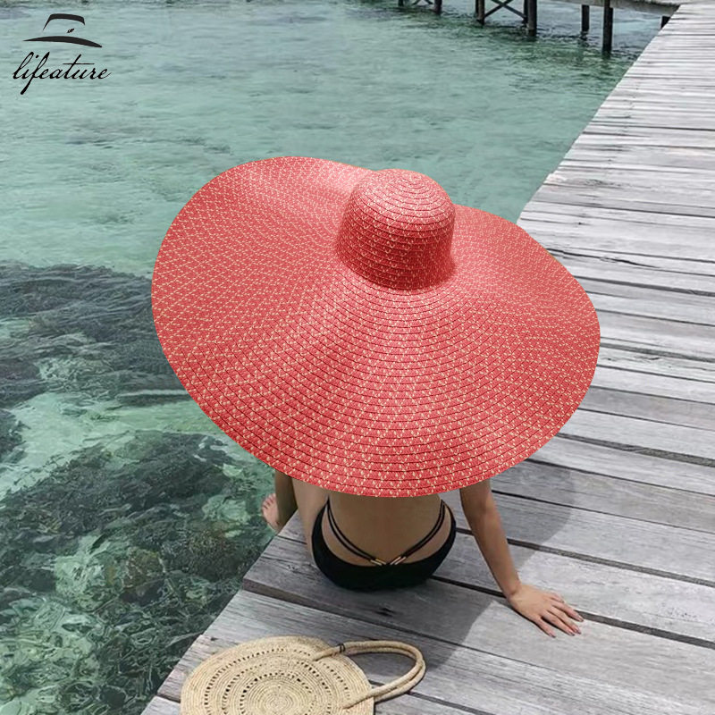 网红超大大大大遮阳帽超级大帽子夸张大帽檐草帽夏季多巴胺穿搭女