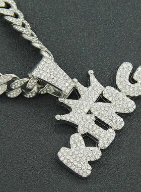 诺米么lodmemo同款谢帝嘻哈炫酷king字母吊坠项链颈链男士潮人