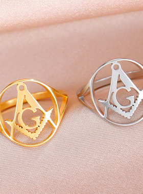 明星同款光明会全视之眼钛钢戒指