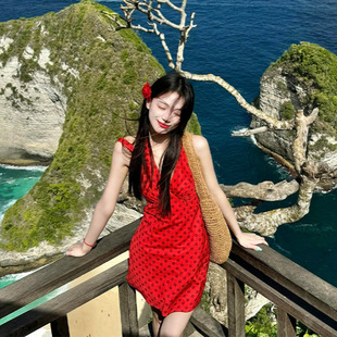 港味辣妹风红色夏日绝美多巴胺半裙大方得体裙子女士元气穿搭套装