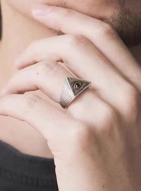 光明会全视之眼铜镀金开口戒指