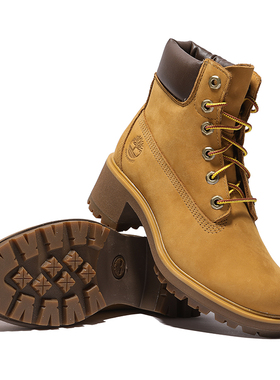 添柏岚女鞋24秋冬新款户外高跟高帮防水防污复古黄色马丁靴A25BS