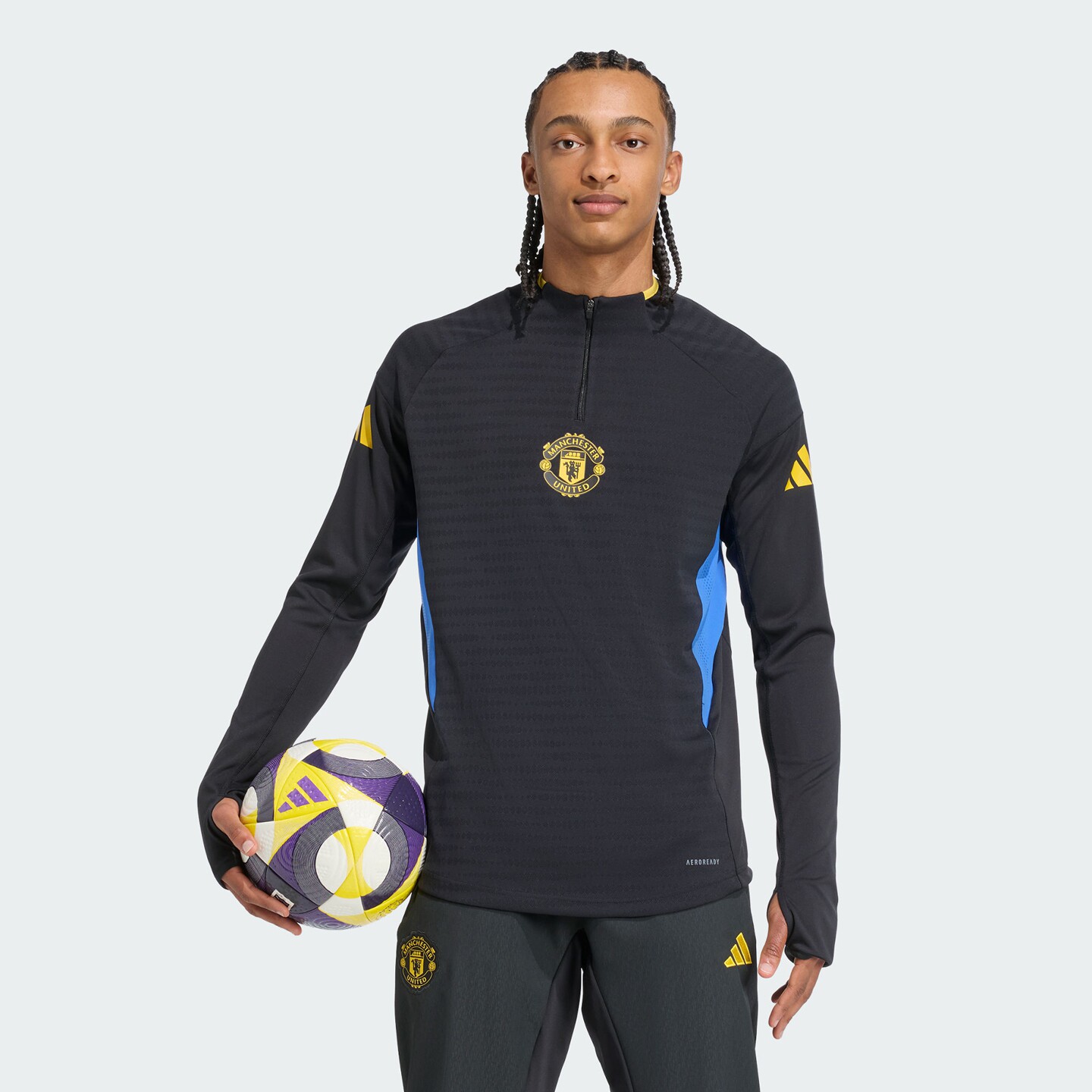 阿迪达斯运动表现男子曼联球员版速干足球长袖训练服