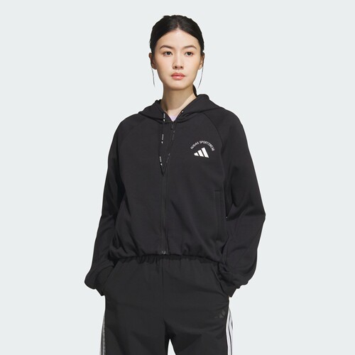 阿迪达斯轻运动女子透湿保暖运动休闲连帽夹克外套KC2662