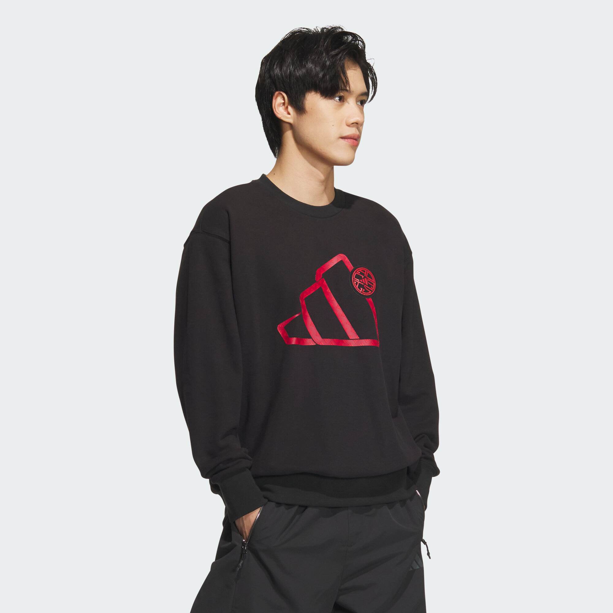 阿迪达斯运动休闲男子法式毛圈布运动休闲长袖圆领卫衣套头衫