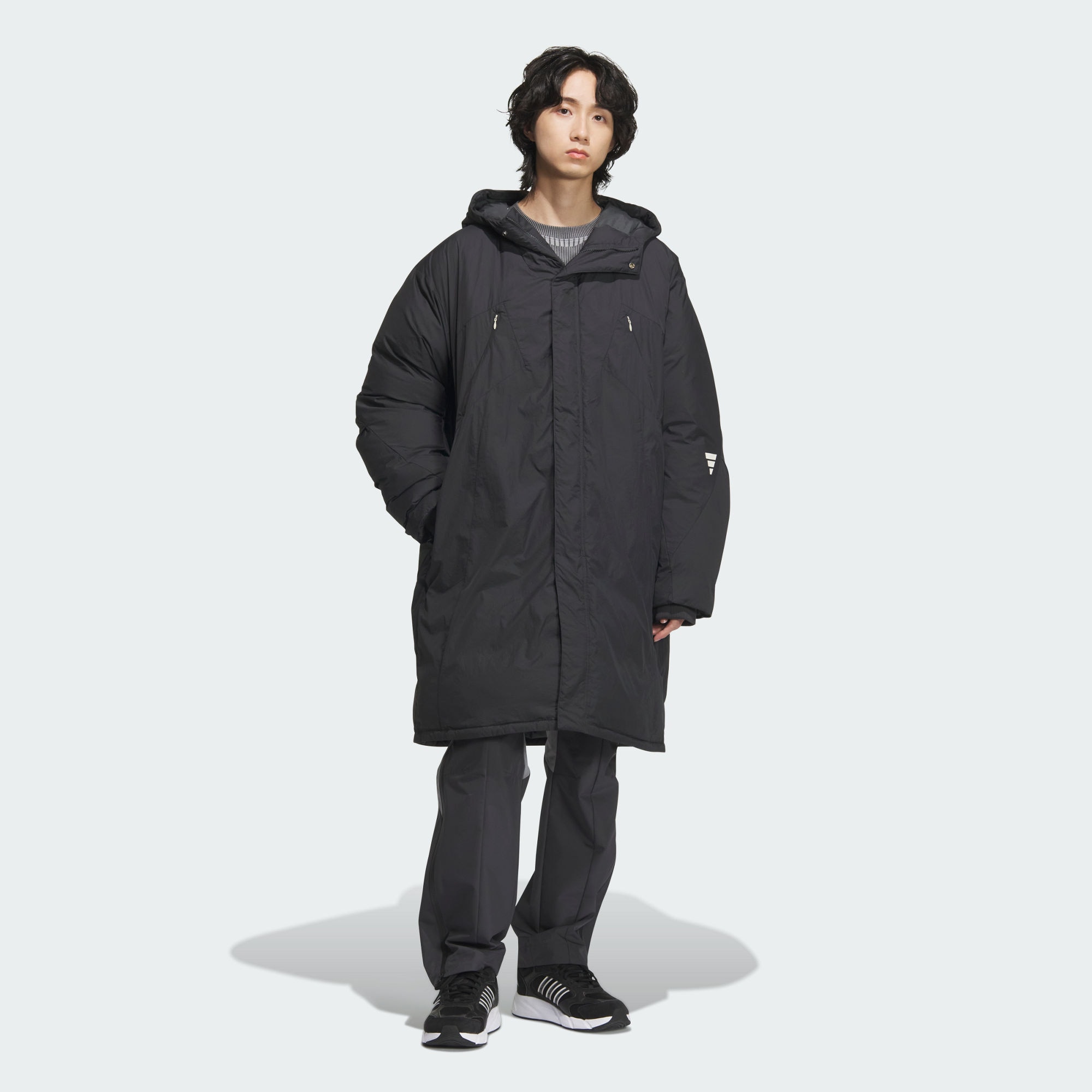 阿迪达斯男拒水防泼长款保暖连帽鸭绒羽绒服JM6176|JM6177|JM6178
