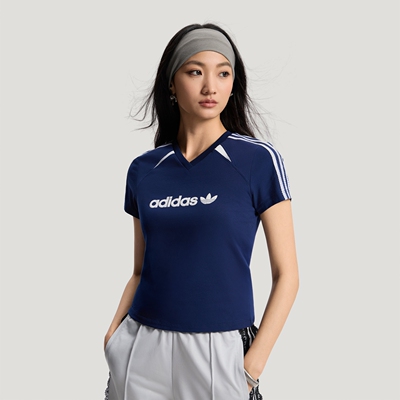 阿迪达斯三叶草女子BLK W 柔软休闲运动短袖上衣T恤KU4762|KU4763