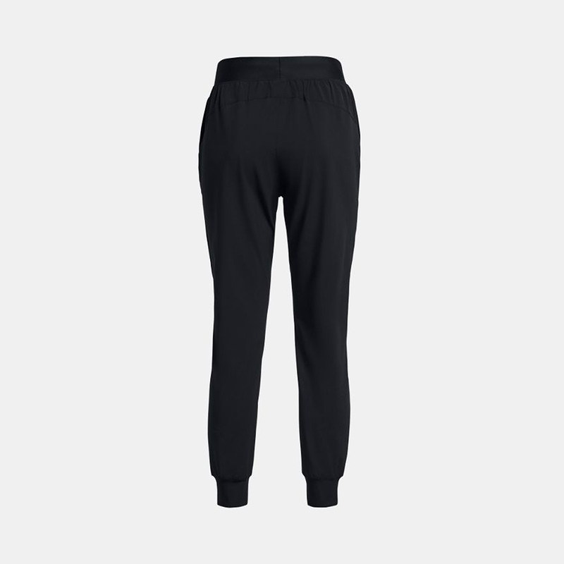 UA安德玛2024女子束脚梭织黑色运动训练健身长裤 1383315-001