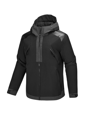 斯凯奇新款男士防泼水舒适休闲梭织裥棉外套P125M004 P125M031