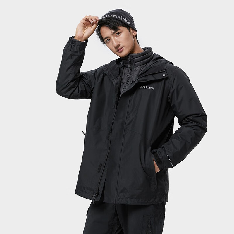 哥伦比亚户外男保暖热能700蓬羽绒三合一冲锋衣XE1504