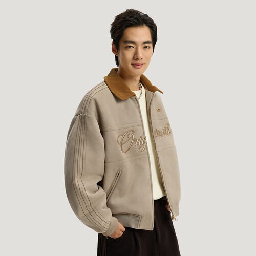 阿迪达斯三叶草男子新年款保暖字母印花运动棉服KT0674|KT0675