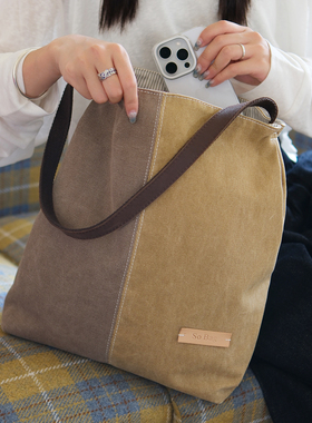 sobag原创ins小众帆布包女单肩日系文艺森系学生复古大容量手提袋