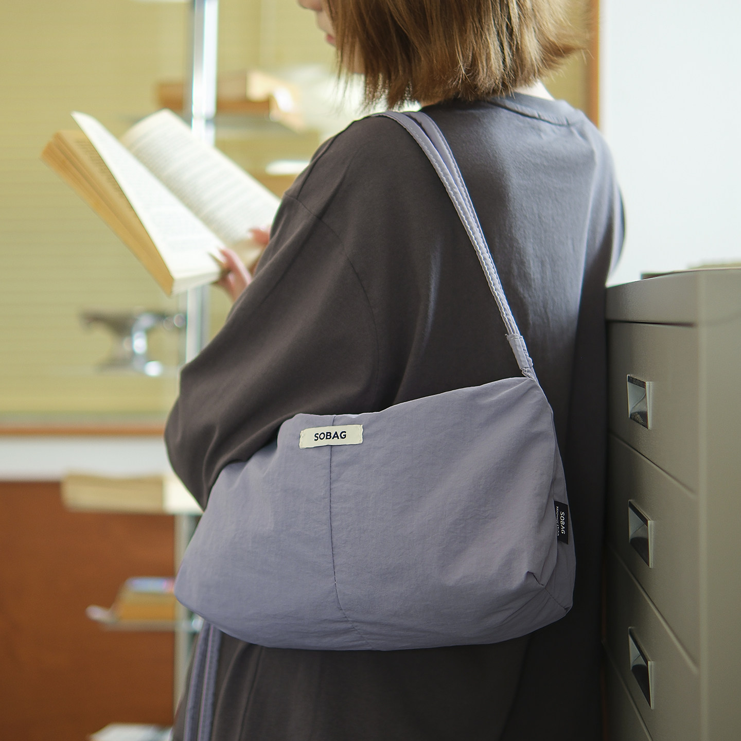 sobag春夏日系多巴胺防泼水尼龙布单肩包女都市通勤休闲斜挎布包