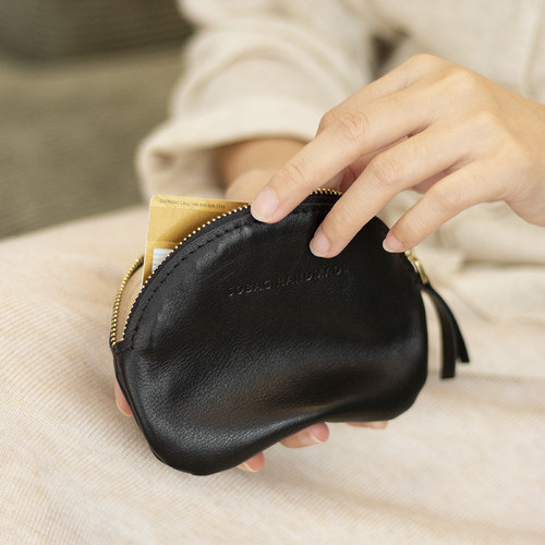 sobag真皮复古日系半圆零钱卡包